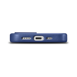 iCarer Case Odinis dangtelis iš natūralios odos skirtas iPhone 14 Plus mėlynai (suderinamas su MagSafe)