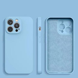 Silikono dėklas iPhone 14 Plus, silikoninis dangtelis, šviesiai mėlynas