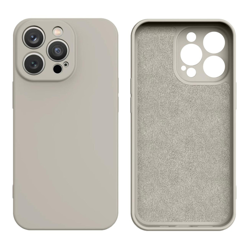 Silikono dėklas iPhone 14 Plus, smėlio spalvos silikoninis dangtelis