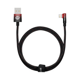 „Baseus MVP 2“ alkūninis kabelis su šoniniu USB / „Lightning“ kištuku 1 m 2,4 A raudonas (CAVP000020)