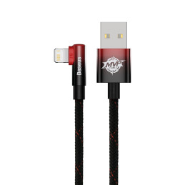 „Baseus MVP 2“ alkūninis kabelis su šoniniu USB / „Lightning“ kištuku 1 m 2,4 A raudonas (CAVP000020)