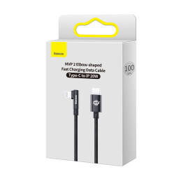 Baseus CAVP000201 kampinis Lightning – USB-C laidas 20W 480Mb/ s 1m – juodas