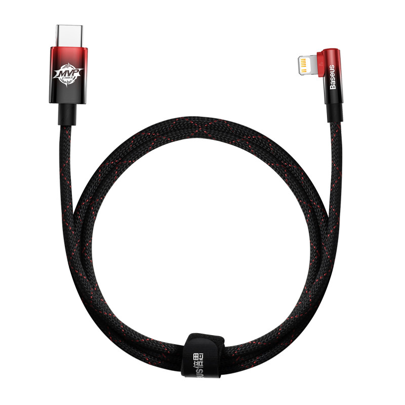 Baseus CAVP000220 kampinis Lightning - USB-C PD laidas 20W 480Mb/ s 1m - raudonas