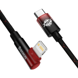 Baseus CAVP000220 kampinis Lightning - USB-C PD laidas 20W 480Mb/ s 1m - raudonas