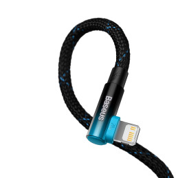 Baseus CAVP000221 kampinis Lightning - USB-C PD laidas 20W 480Mb/ s 1m - mėlynas