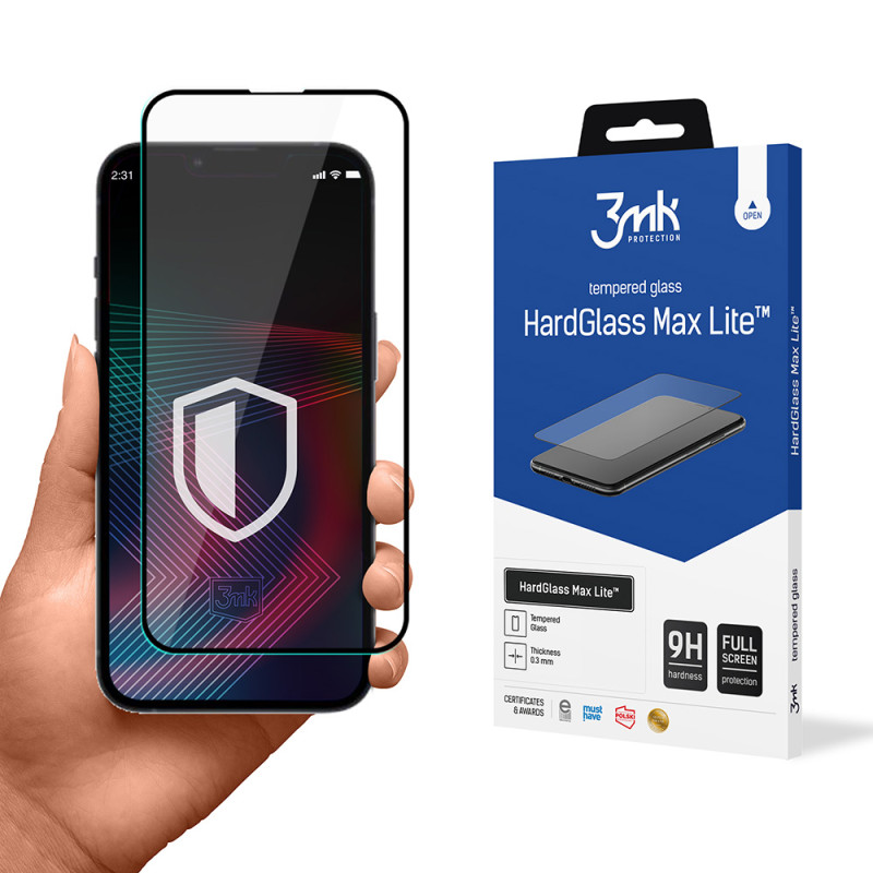 9H 3mk HardGlass Max Lite™ stiklas, skirtas iPhone 14 Pro