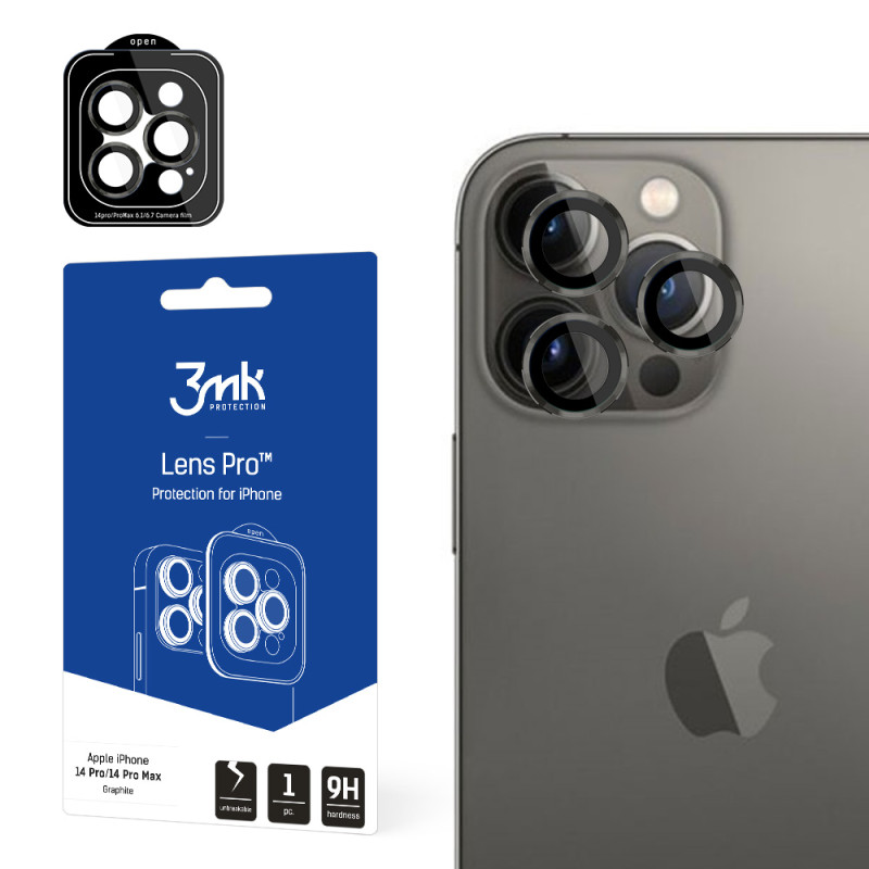 3mk Lens Protection Pro kameros dangtelis skirtas iPhone 14 Pro / iPhone 14 Pro Max - grafitas