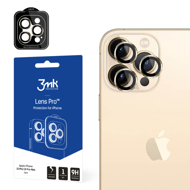 3mk Lens Protection Pro kameros dangtelis skirtas iPhone 13 Pro / iPhone 13 Pro Max - auksinis