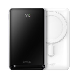 Baseus Magnetic Bracket maitinimo blokas su belaidžiu įkrovimu MagSafe 10000mAh 20W Overseas Edition baltas (PPCX000202)...