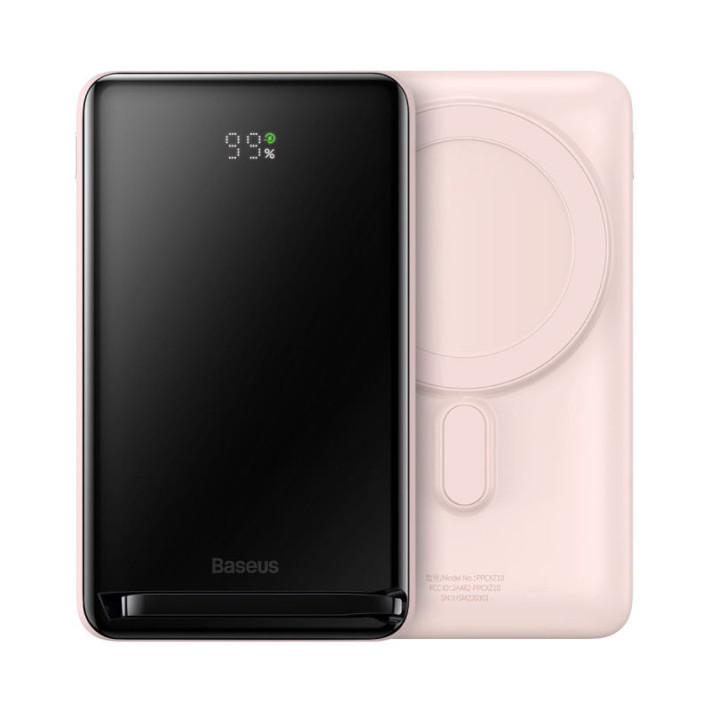 „Baseus“ magnetinis laikiklis „Powerbank“ su „MagSafe“ 10 000 mAh 20 W - rožinis + USB-C laidas 60 W 0,5 m