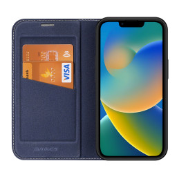 Dux Ducis Skin X2 dėklas iPhone 14 Plus dangtelis su magnetiniu atvartu mėlynos spalvos