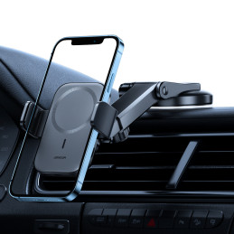 Joyroom automobilinis telefono laikiklis su 15W Qi indukciniu įkrovikliu (suderinamas su MagSafe) prietaisų skydeliui (J...