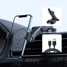 Joyroom automobilinis telefono laikiklis su 15W Qi indukciniu įkrovikliu (suderinamas su MagSafe) prietaisų skydeliui (J...