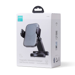 Joyroom automobilinis telefono laikiklis su 15W Qi indukciniu įkrovikliu (suderinamas su MagSafe) prietaisų skydeliui (J...