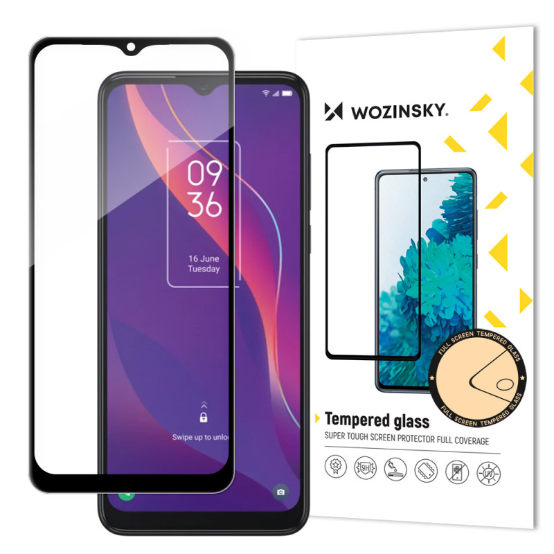 Wozinsky itin patvarus Full Glue grūdintas stiklas visam ekranui su rėmeliu Case Friendly TCL 306 black