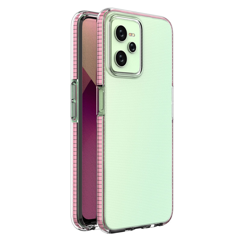 Spring Case Realme C35 silikoninis dangtelis su rėmeliu šviesiai rožinės spalvos