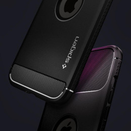 Spigen Rugged Armor dėklas, skirtas iPhone 12 / iPhone 12 Pro - matinė juoda