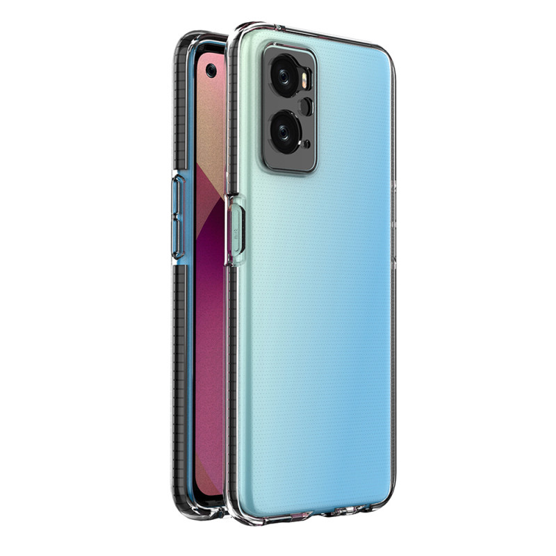 Spring Case dėklas, skirtas Realme 9i, Oppo A36 / A76 / A96 silikoninis dangtelis su rėmeliu juodas