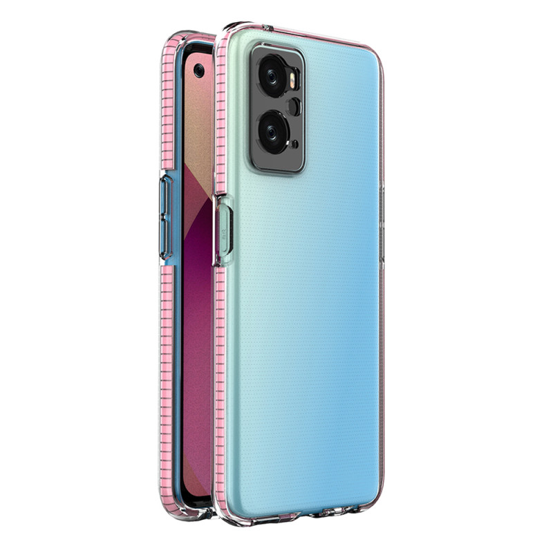 Spring Case Realme 9i, Oppo A36 / A76 / A96 silikoninis dangtelis su rėmeliu šviesiai rožinis