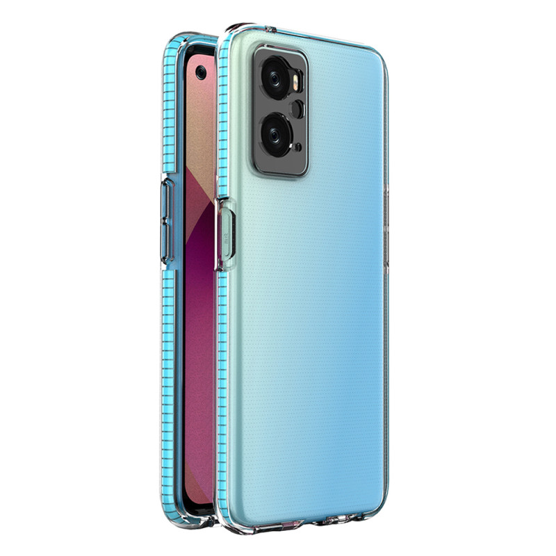 Spring Case dėklas skirtas Realme 9i, Oppo A36 / A76 / A96 silikoninis dangtelis su rėmeliu šviesiai mėlynas