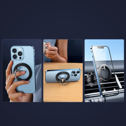 Joyroom rinkinys daugiafunkcinis magnetinis automobilio laikiklis žiedinis telefono stovas juodas (JR-ZS294)
