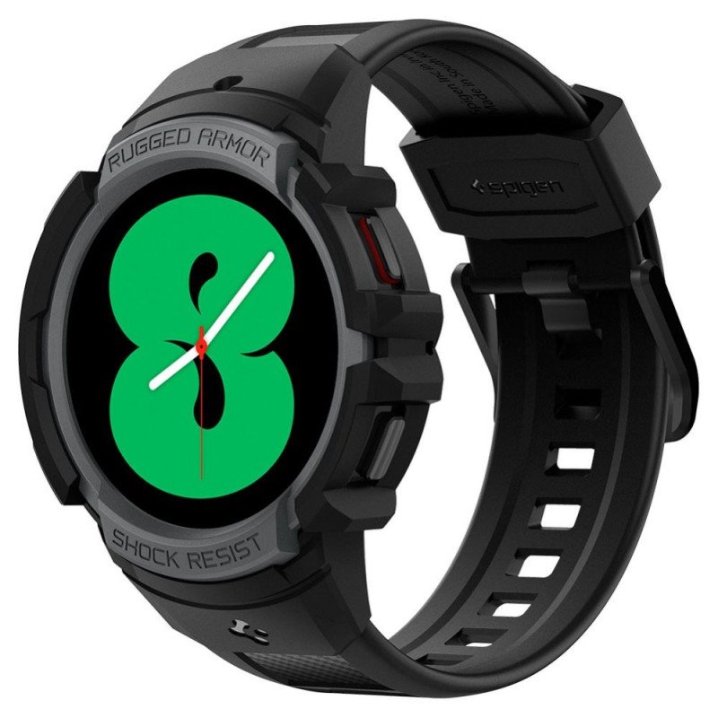 Spigen Rugged Armor Pro dėklas su dirželiu, skirtas Samsung Galaxy Watch 4/ 5 (44 mm) – pilkas