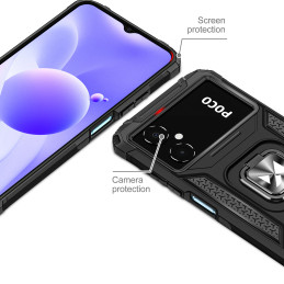 Wozinsky Ring Armor dėklas Samsung Galaxy A03 šarvuoto dangtelio magnetinio laikiklio žiedas juodas