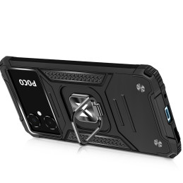 Wozinsky Ring Armor dėklas Samsung Galaxy A03 šarvuoto dangtelio magnetinio laikiklio žiedas juodas