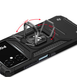 Wozinsky Ring Armor dėklas Samsung Galaxy A03 šarvuoto dangtelio magnetinio laikiklio žiedas juodas