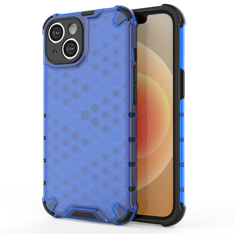 Korinis iPhone 14 dėklas, šarvuotas hibridinis dangtelis, mėlynas