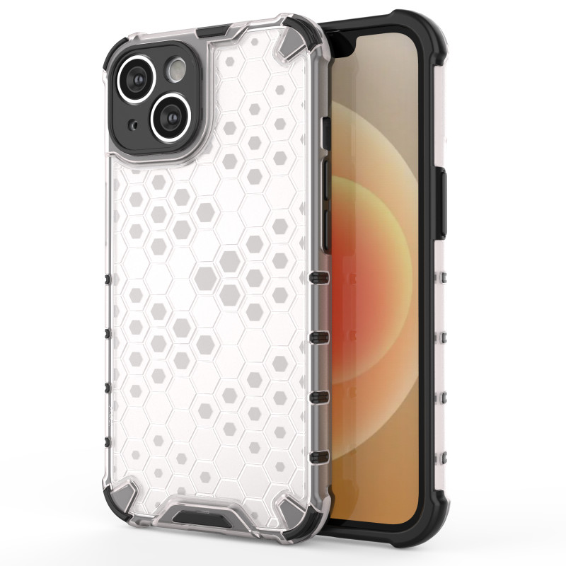 Korinis iPhone 14 dėklas, šarvuotas hibridinis dangtelis, skaidrus
