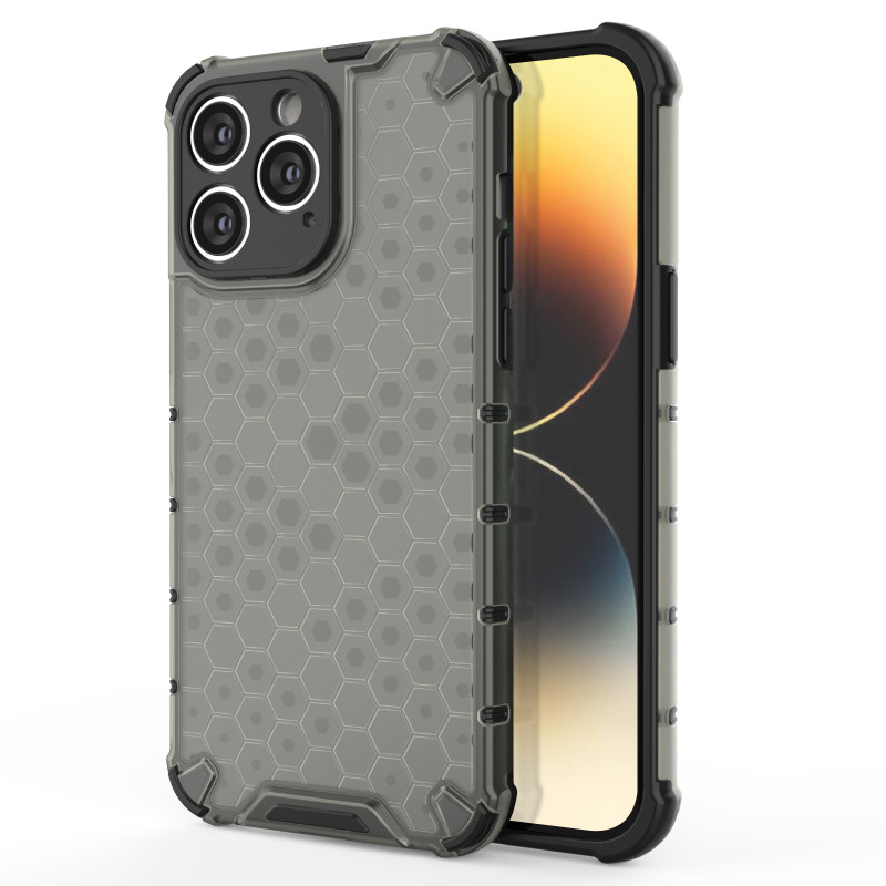 Korinis iPhone 14 Pro dėklas, šarvuotas hibridinis dangtelis, juodas