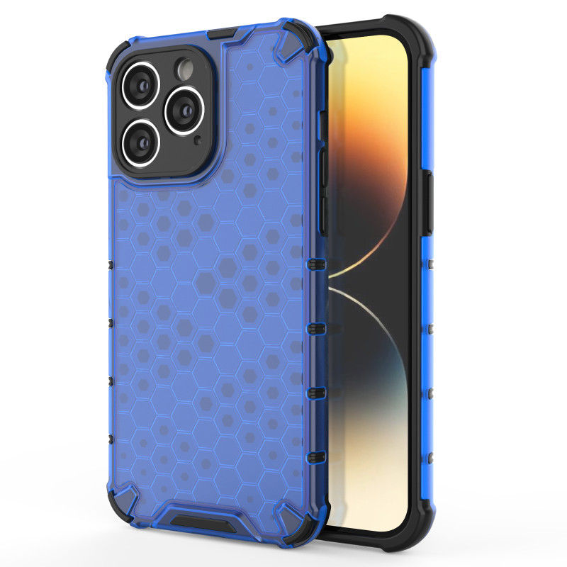 Korinis iPhone 14 Pro Max dėklas, šarvuotas hibridinis dangtelis, mėlynas