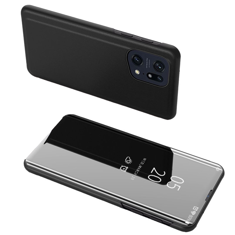 Clear View dėklas, skirtas Oppo Find X5 Pro dangtelis su atvartu, juodas