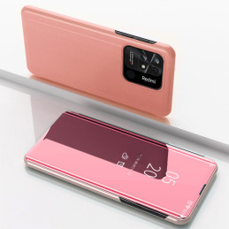 Clear View Case Xiaomi Redmi 10C dangtelis su rožinės spalvos atvartu