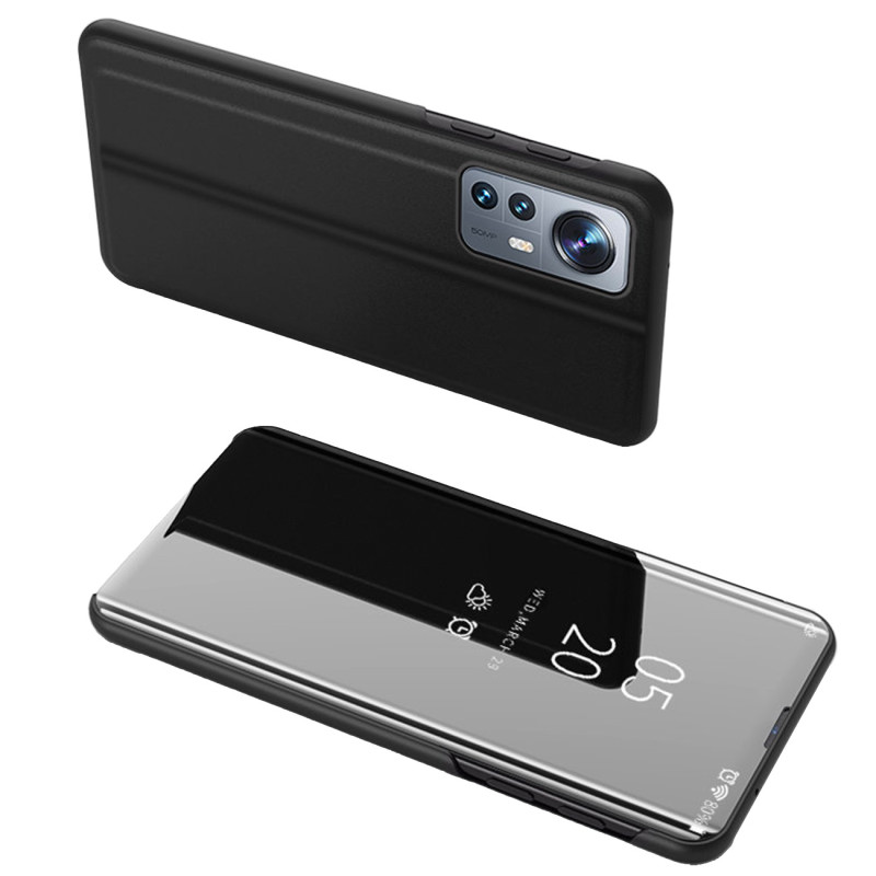 Clear View Case Xiaomi 12 Lite dangtelis su atvartu, juodas