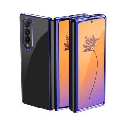 Dėklas, skirtas Samsung Galaxy Z Fold 4, padengtas mėlynu metaliniu rėmeliu