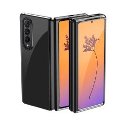 Dėklas Samsung Galaxy Z Fold 4, dangtelis su metaliniu rėmeliu, juodas