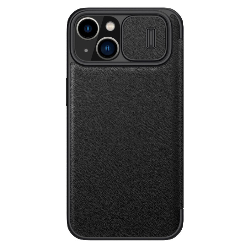 Nillkin Qin Leather Pro Case iPhone 14 Plus fotoaparato dėklas Dėklas Flip Dėklas juodas