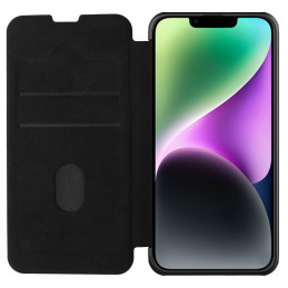 Nillkin Qin Leather Pro Case iPhone 14 Plus fotoaparato dėklas Dėklas Flip Dėklas juodas