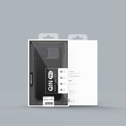 Nillkin Qin Leather Pro Case iPhone 14 Plus fotoaparato dėklas Dėklas Flip Dėklas juodas