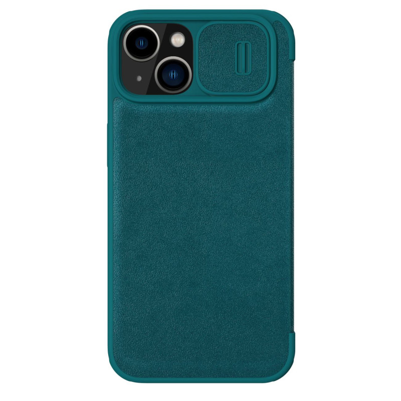 Nillkin Qin Leather Pro Case iPhone 14 Plus fotoaparato dangtelis Dėklas Apverčiamas dėklas žalias