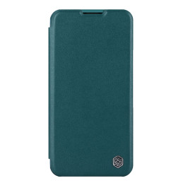 Nillkin Qin Leather Pro Case iPhone 14 Plus fotoaparato dangtelis Dėklas Apverčiamas dėklas žalias