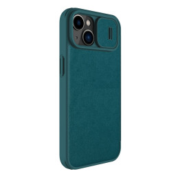 Nillkin Qin Leather Pro Case iPhone 14 Plus fotoaparato dangtelis Dėklas Apverčiamas dėklas žalias