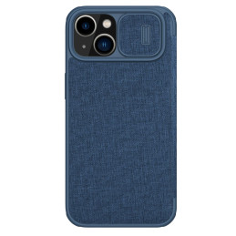 „Nillkin Qin Cloth Pro“ dėklas, skirtas „iPhone 14 Plus“ fotoaparato dangtelio dėklo dėklo dangtelio atverčiamas mėlynas...