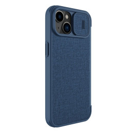 „Nillkin Qin Cloth Pro“ dėklas, skirtas „iPhone 14 Plus“ fotoaparato dangtelio dėklo dėklo dangtelio atverčiamas mėlynas...
