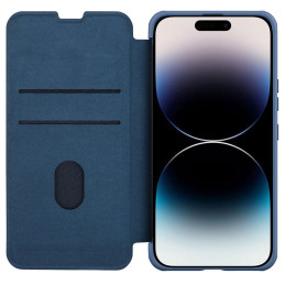 Nillkin Qin Cloth Pro Case Case Dėklas, skirtas iPhone 14 Pro Max Camera Cover Dėklas Dėklas Flip Dėklas mėlynas