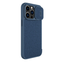 Nillkin Qin Cloth Pro Case Case Dėklas, skirtas iPhone 14 Pro Max Camera Cover Dėklas Dėklas Flip Dėklas mėlynas