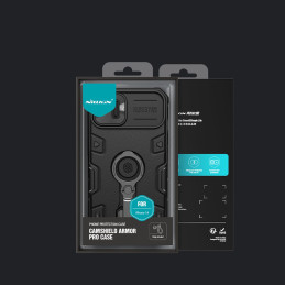 Nillkin CamShield Armor Pro Case iPhone 14 dėklo šarvuotas dangtelis su fotoaparato dangtelio žiedo stovu mėlynas