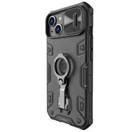 Nillkin CamShield Armor Pro Case iPhone 14 Plus šarvuotas dangtelis su fotoaparato dangtelio žiedo stovu juodas